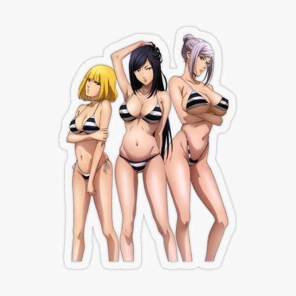 Midorikawa Hana Kurihara Mari y Shiraki Meiko Prison School Chica anime waifu caliente Pegatina transparente