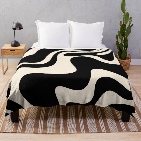 Item preview, Retro Liquid Swirl Abstract Pattern 2 in Black and Almond Cream designed and sold by kierkegaard.