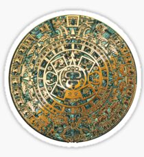 Ancient Mayan (Aztec) Calendar (Jade & Gold) Sticker