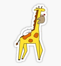 Pegatina Giraffe Sloth and Cat