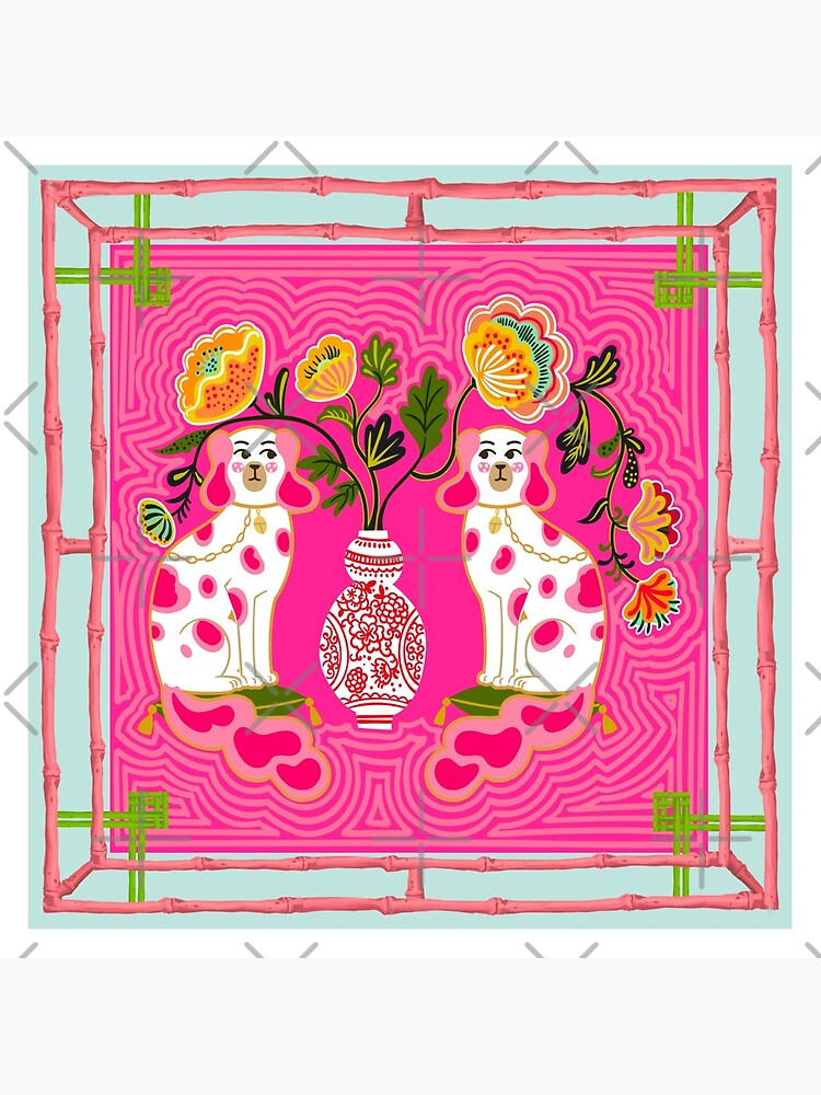 Thumbnail 5 of 5, Coasters (Set of 4), Chinoiserie Staffordshire Pink and Coral designed and sold by Yunihadi.