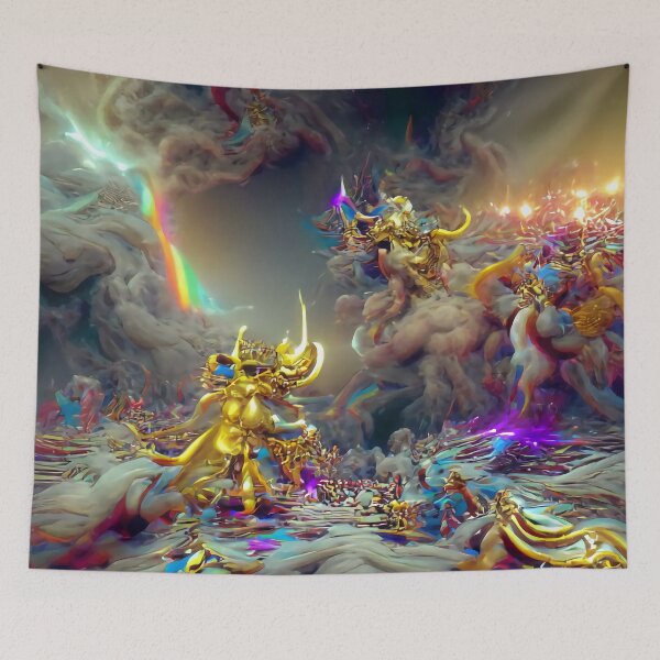 Item preview, Battle of the Celestial Gods in a Kingdom of Gold designed and sold by trippingonpixel.