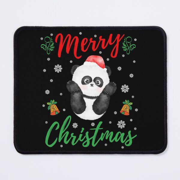 Item preview, Merry Christmas Baby Panda Bear With Santa's Hat and Snowflakes designed and sold by S-JDesigns.