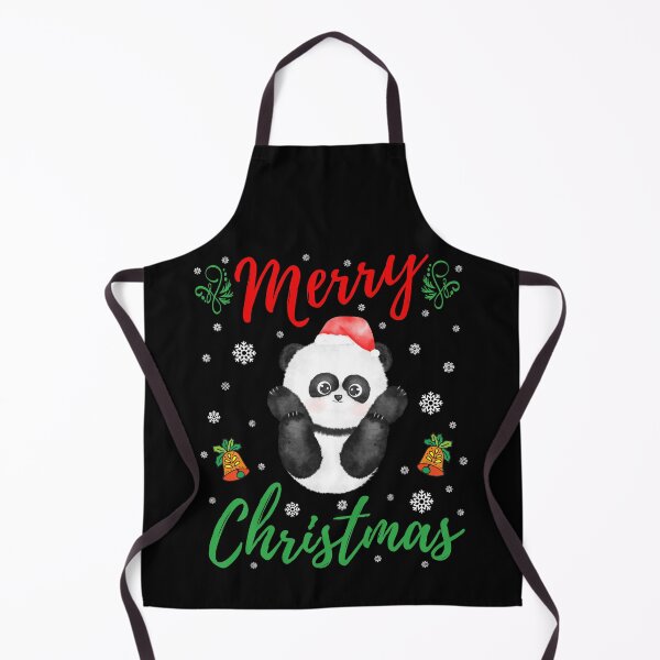 Item preview, Merry Christmas Baby Panda Bear With Santa's Hat and Snowflakes designed and sold by S-JDesigns.