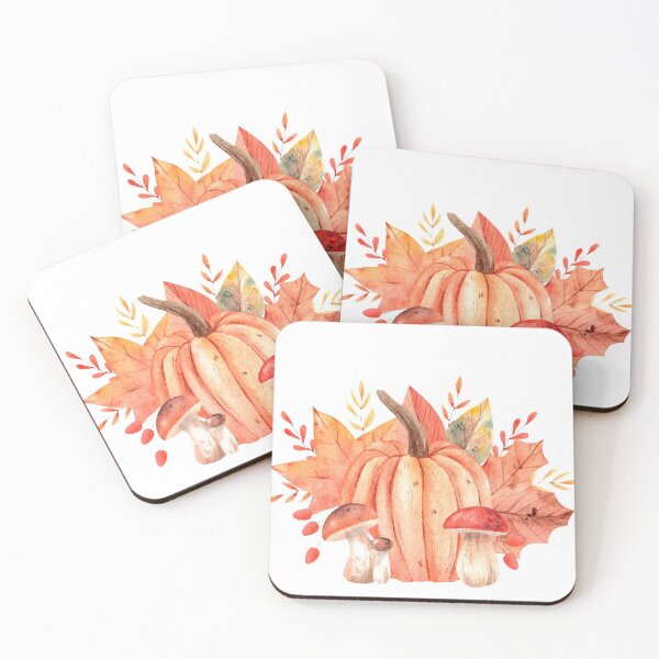 Item preview, Fall Pumpkin and Mushroom Fall Leaves Watercolor  designed and sold by Pinkmagenta.