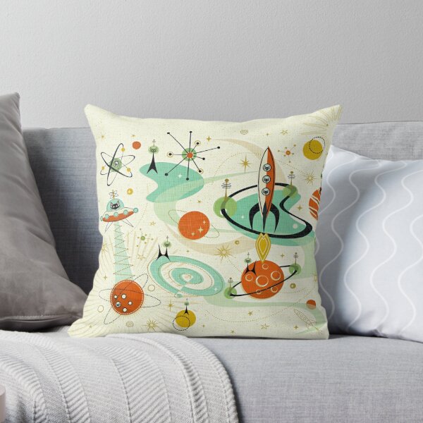 Atomic Cats in Space ©studioxtine Throw Pillow