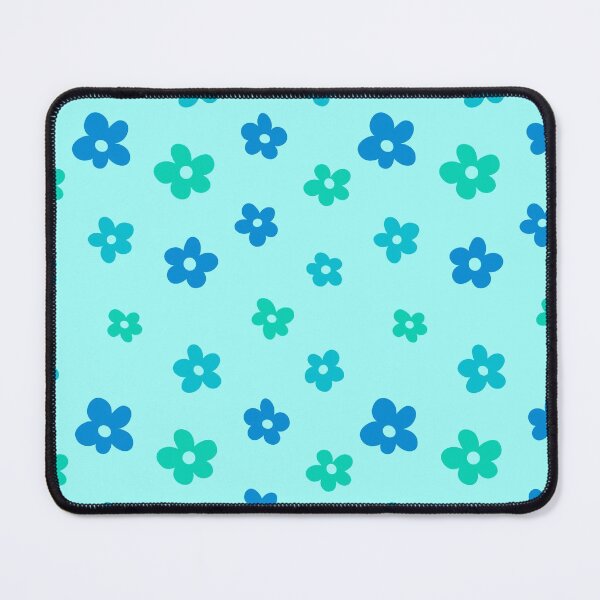 Item preview, Blue green and aqua simple flower pattern (blue background) designed and sold by -Lily-Anne-.