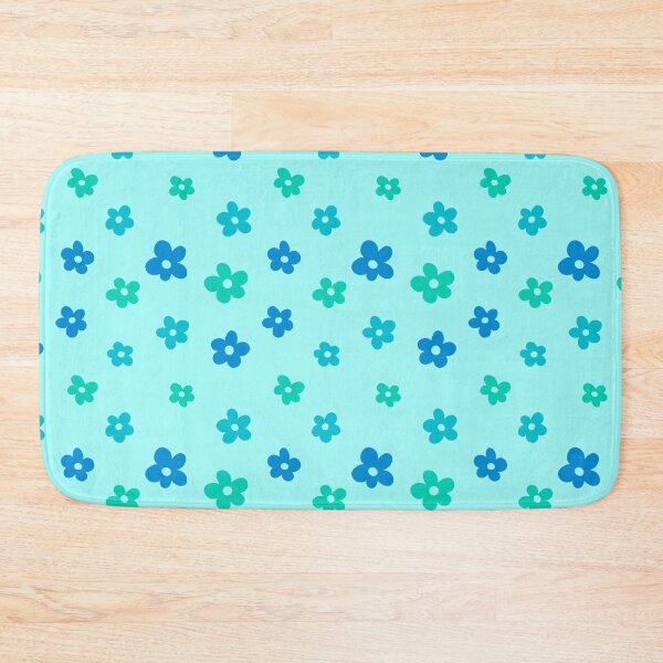 Item preview, Blue green and aqua simple flower pattern (blue background) designed and sold by -Lily-Anne-.