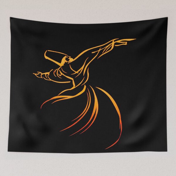 Item preview, Dervish Line Drawing Calligraphy Style Yellow And Red designed and sold by taiche.