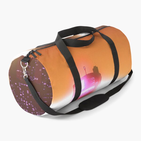 Item preview, Bright Retro Neon Moon Covering Skyscrapers - Coral designed and sold by NexusArts.