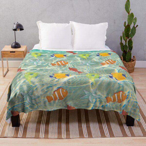 Beach theme - under the sea pattern - Nautical - Ocean Throw Blanket