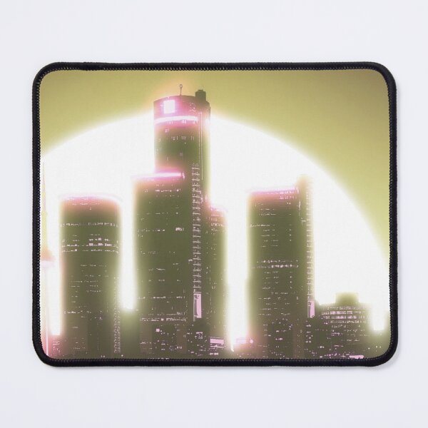 Item preview, Bright Retro Neon Moon Covering Skyscrapers - Pale Gold designed and sold by NexusArts.