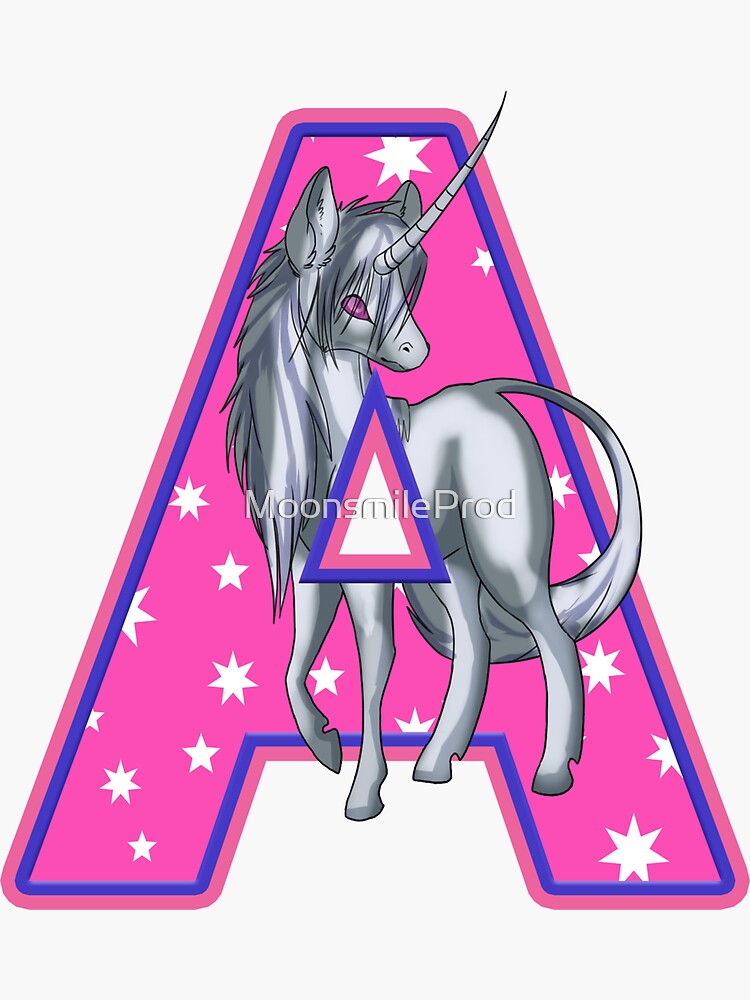 "Unicorn Letter A" Sticker For Sale By MoonsmileProd | Redbubble