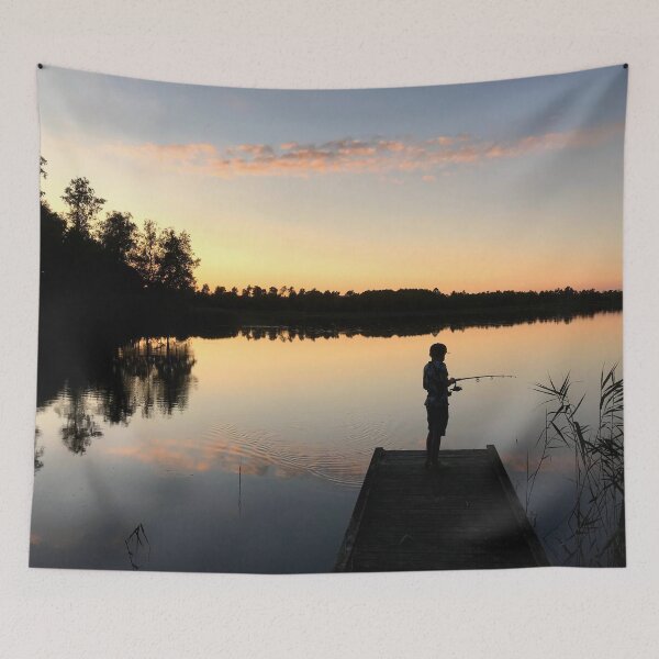 Item preview, Boy fishing by the lake designed and sold by HenrikGPhoto.