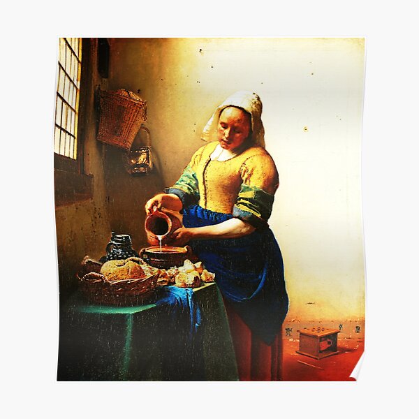 The Milkmaid By Johannes Vermeer Poster For Sale By Finaltouches   Poster,504x498,f8f8f8 Pad,600x600,f8f8f8 