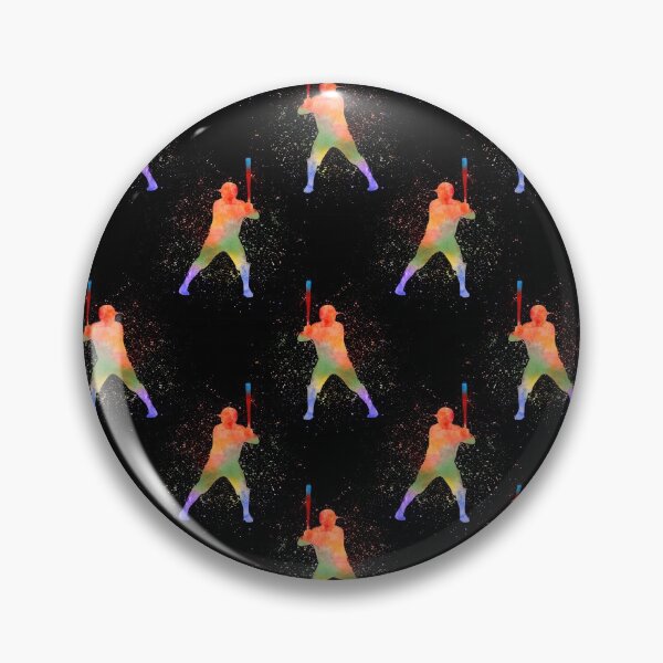 Aperçu de l'œuvre Art aquarelle de baseball sur motif noir créée et vendue par LittleFunky79.