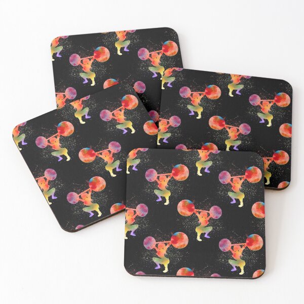 Item preview, Weightlifting Watercolor Art On Black Pattern  designed and sold by LittleFunky79.