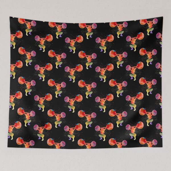 Item preview, Weightlifting Watercolor Art On Black Pattern  designed and sold by LittleFunky79.