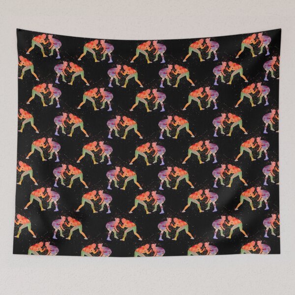 Item preview, Wrestling Watercolor Art On Black Pattern  designed and sold by LittleFunky79.