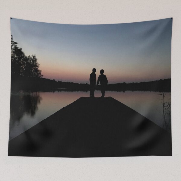 Item preview, Two children enjoying the harmonious environment by the lake. designed and sold by HenrikGPhoto.