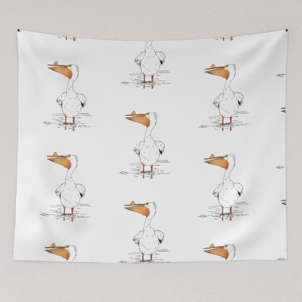 Item preview, Goofy American White Pelican Bird Illustration  designed and sold by stephaniepeters.