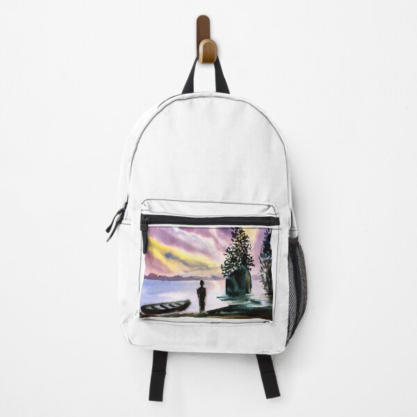 Item preview, Sky reflections in water illustration, sunset scenary in watercolors, purple colors in watercolors designed and sold by Ala Lopatniov.