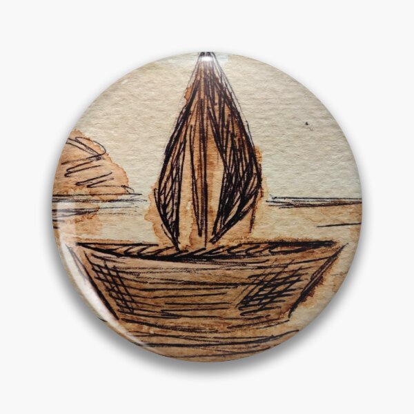 Artikelvorschau, Schiff im Meer Kaffeemalerei, Boot in Kaffeemedium, Sonnenhügel und Meer mit einem Schiff entworfen und verkauft von Ala Lopatniov.