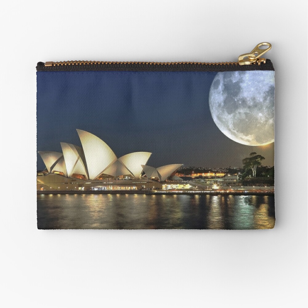 Super Moon Over The Sydney Opera House Australia Zipper Pouch By