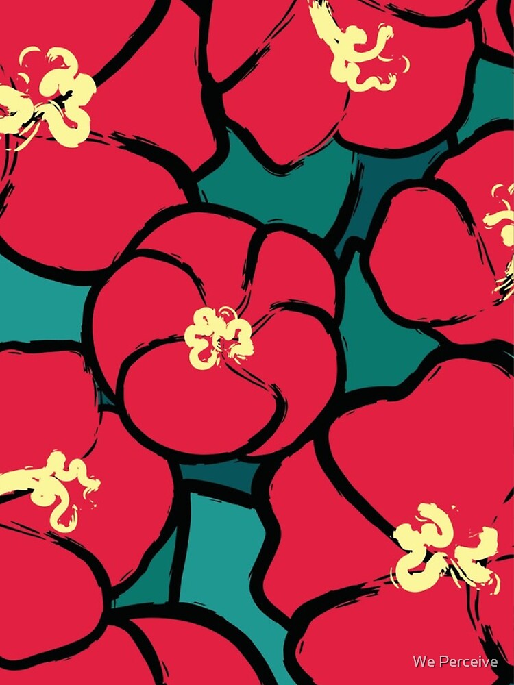WE PERCEIVE | SUMMER STYLE COLLECTION - Tropical Red Hibiscus Flower Pattern by CitizenWong