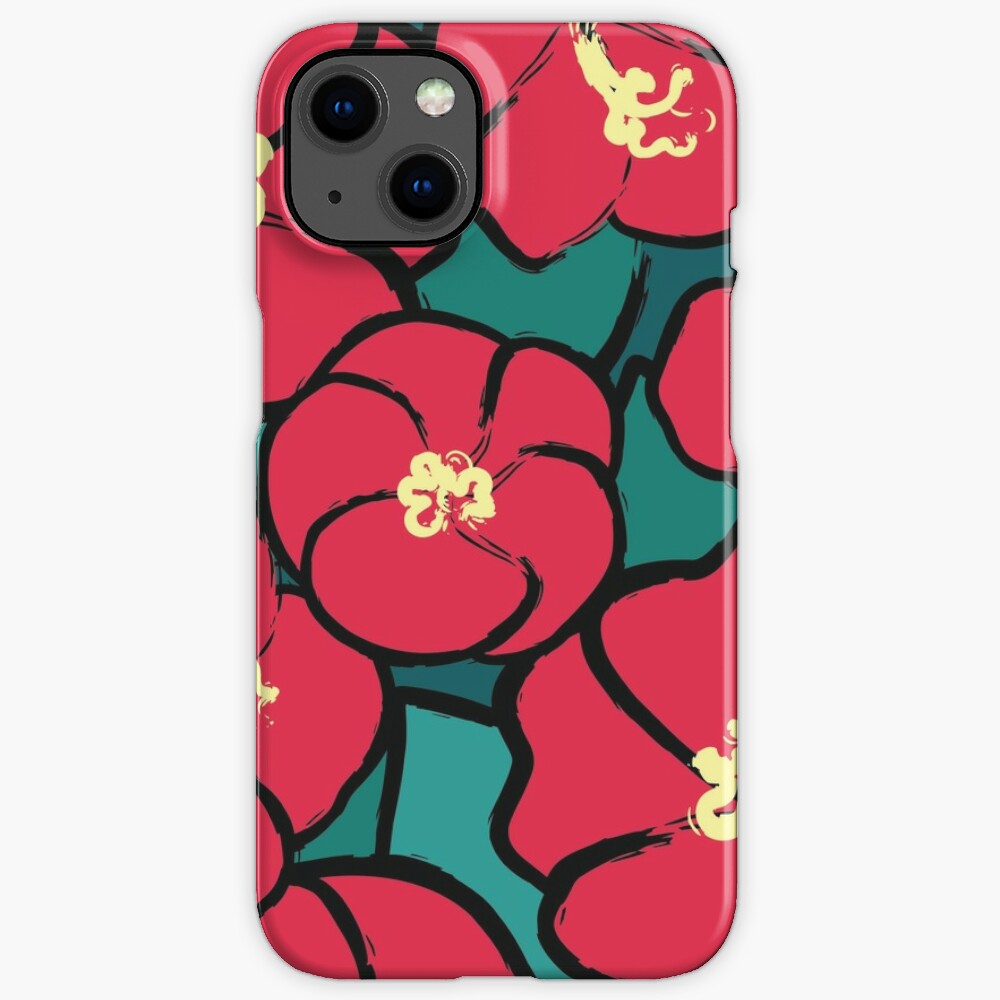  WE PERCEIVE | SUMMER STYLE COLLECTION - Tropical Red Hibiscus Flower Pattern iPhone Case