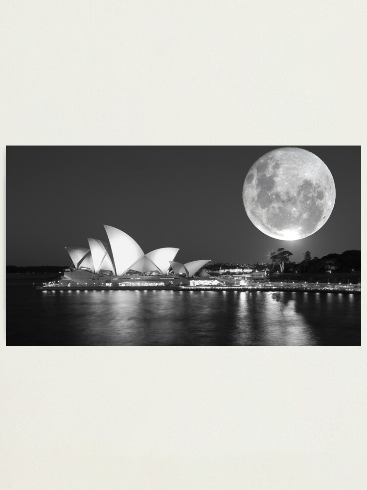 Full Moon Over Sydney Opera House Australia Photographic Print