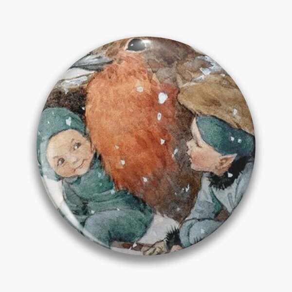 Item preview, Christmas Elves Sheltering with a Robin -  designed and sold by delorisaa.