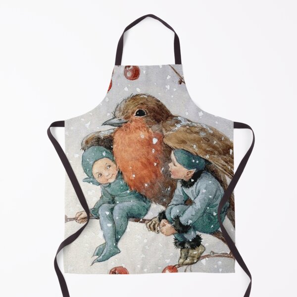 Item preview, Christmas Elves Sheltering with a Robin - designed and sold by delorisaa.