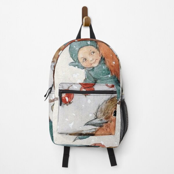 Item preview, Christmas Elves Sheltering with a Robin - designed and sold by delorisaa.