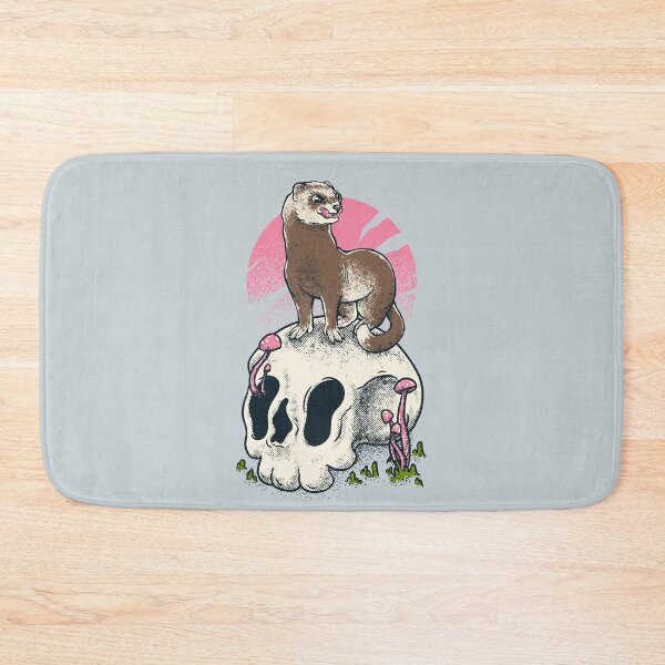 Item preview, Ferret On Skull | Retro Sun | Cute adorable furry creature ruthless killer Dook | Lowbrow art Vintage | forest woodlands cottagecore goblincore mushroom mushrooms fungus fungi plant vines animal designed and sold by Any Color Designs.