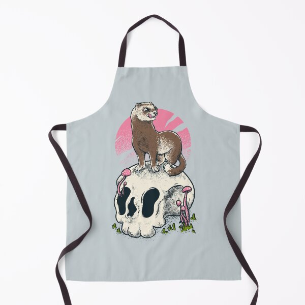 Item preview, Ferret On Skull | Retro Sun | Cute adorable furry creature ruthless killer Dook | Lowbrow art Vintage | forest woodlands cottagecore goblincore mushroom mushrooms fungus fungi plant vines animal designed and sold by Any Color Designs.