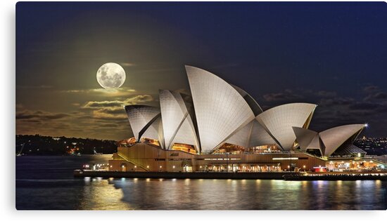 Full Moon Rising Over The Sails Of The Sydney Opera House Canvas