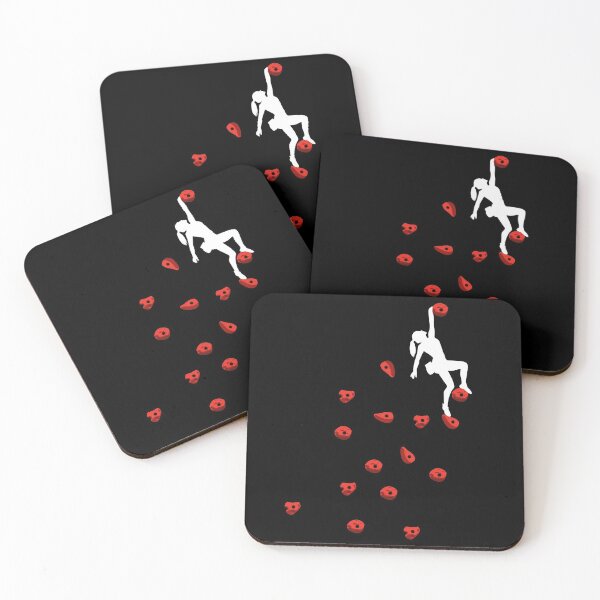Item preview, Bouldering climbing red boulder woman lady motif designed and sold by DerNerd.