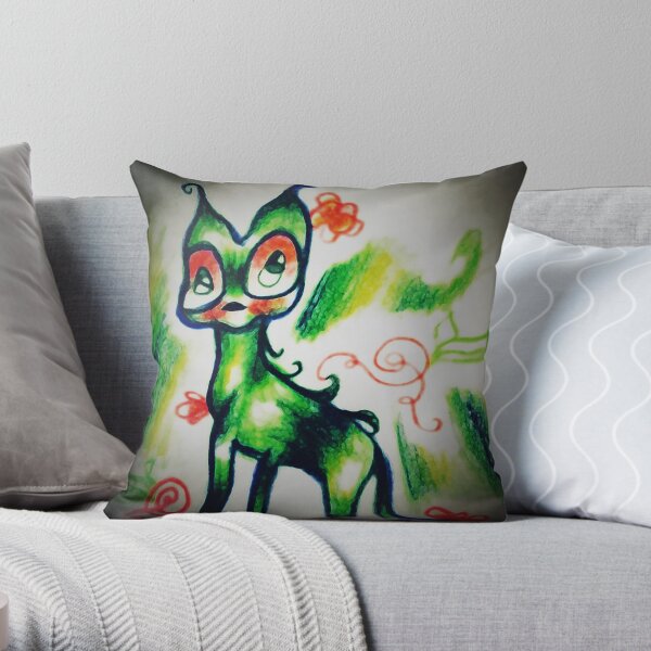 Ensorcelled Watermelon Kitty Throw Pillow