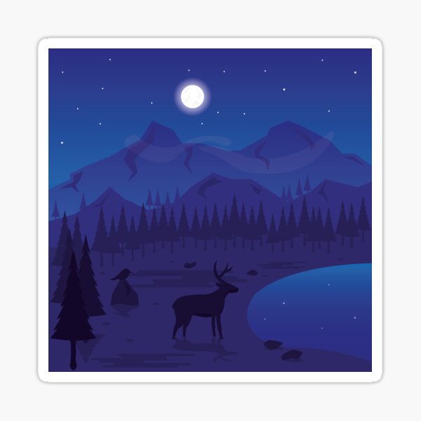 Night Landscape Sticker