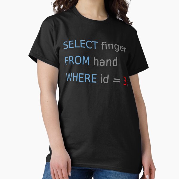 Artikel-Vorschau von SQL-Abfrage Humor Finger von Hand auswählen, wo Id, designt und verkauft von Lazy Programmer.
