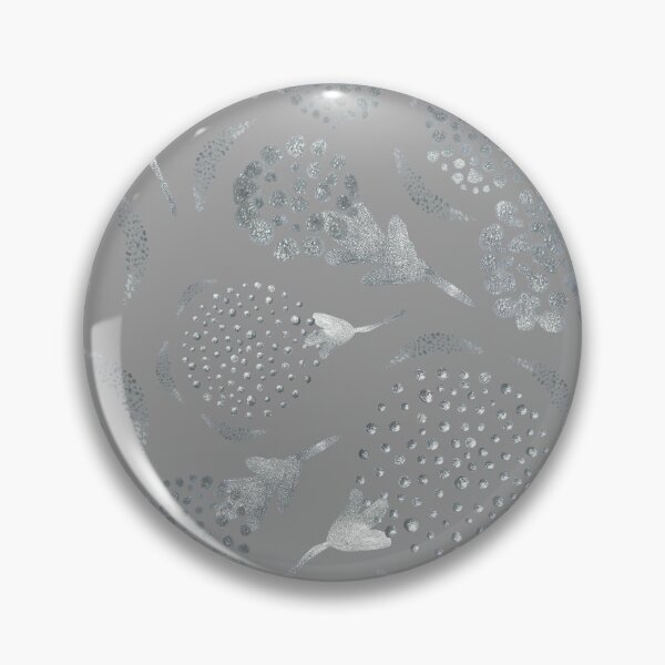 Item preview, Silver flowers and branches on grey background. designed and sold by Natalya Alexandrou.
