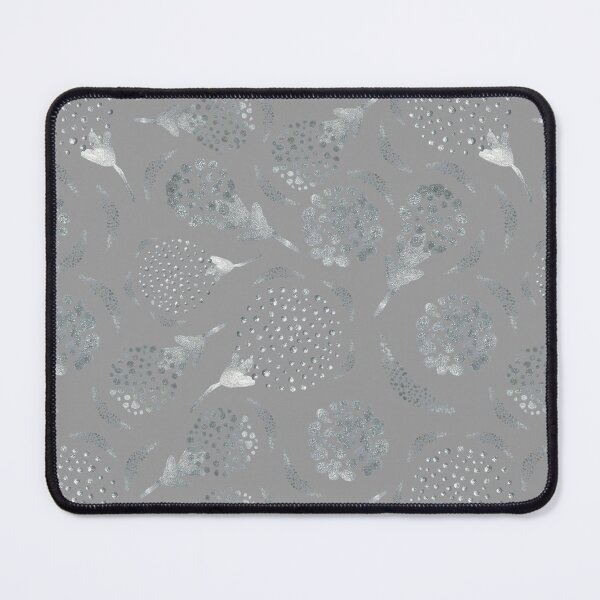 Item preview, Silver flowers and branches on grey background. designed and sold by Natalya Alexandrou.