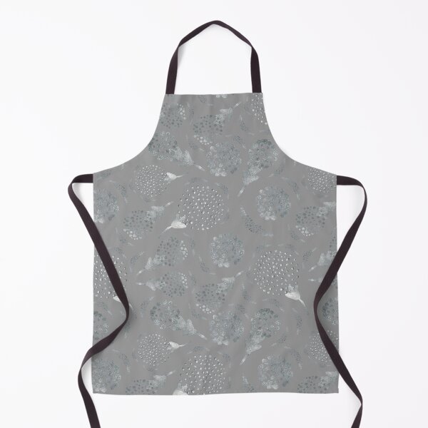 Item preview, Silver flowers and branches on grey background. designed and sold by Natalya Alexandrou.