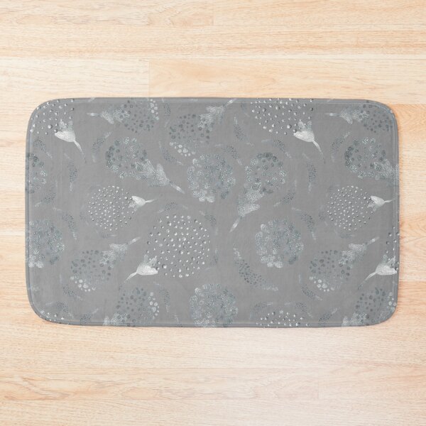 Item preview, Silver flowers and branches on grey background. designed and sold by Natalya Alexandrou.