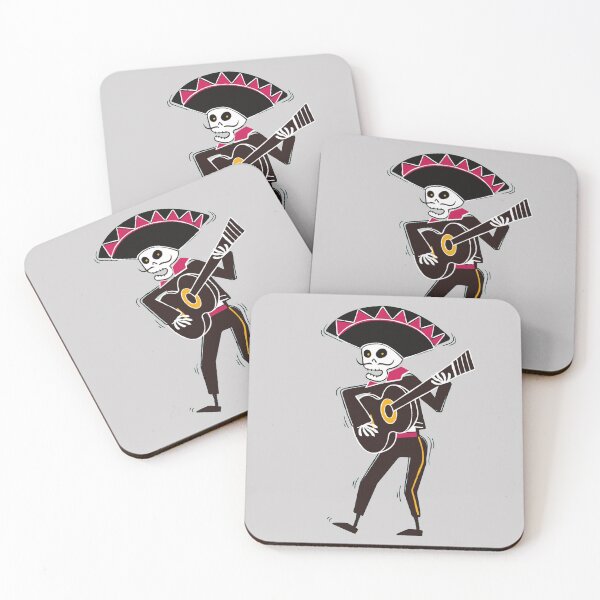 Item preview, Mexican musician skeleton playing guitar designed and sold by Dynamitebucket.