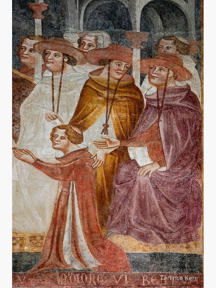 Roman Catholic cardinals in galero hats and ferraiolo capes - medieval  fresco in Bolzano, Italy by Terence Kerr