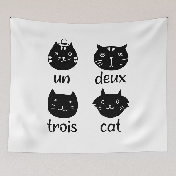 Item preview, Cute Black Cats Face with French Numbers Count Quote: Un Deux Trois Cat designed and sold by Shopnetro.