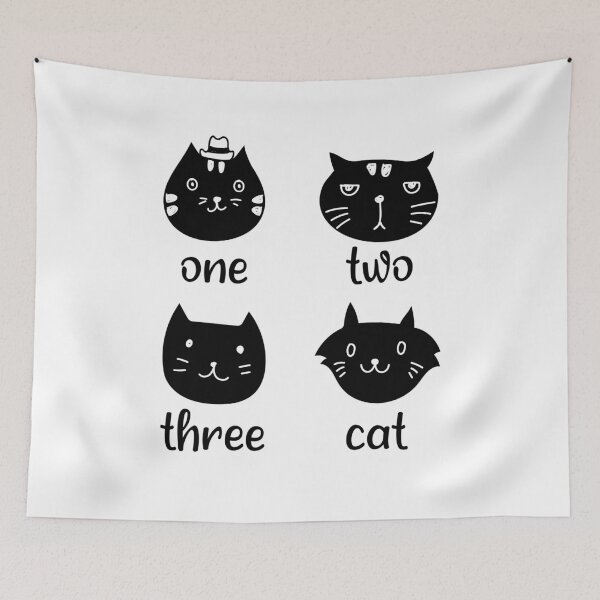 Item preview, Cute Four Black Cats Face with Numbers Count Quote for Pet Cat Lovers: One Two Three Cat designed and sold by Shopnetro.