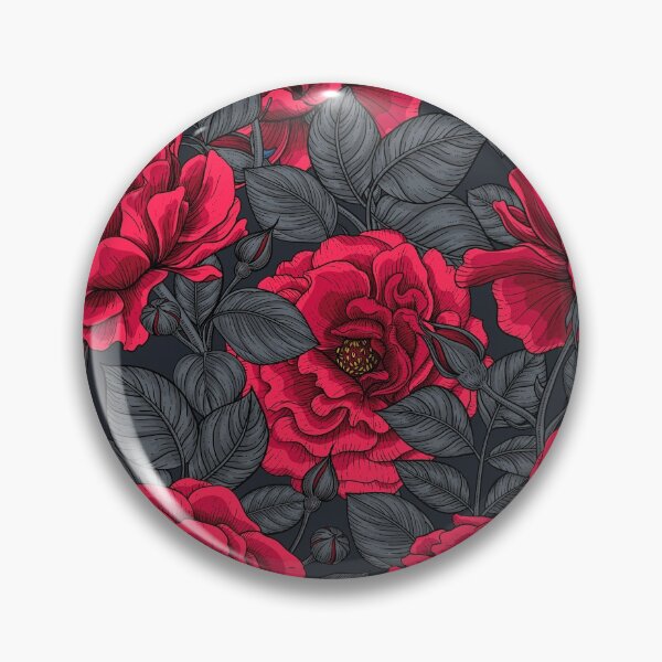 Item preview, Red roses with gray leaves on black designed and sold by Katerina Mitkova Kirilova.